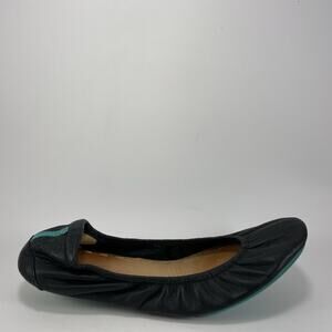 Tieks Leather Black Round Toe Ballet Flats Shoes Size 7 Foldable